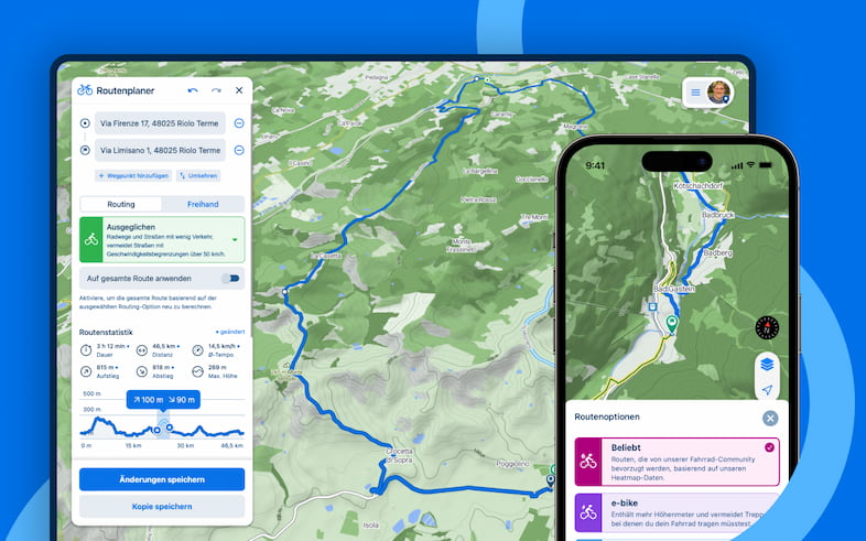 Planen einer Fahrradroute in der Bikemap App