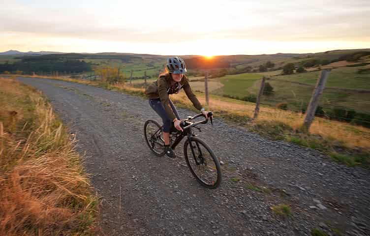 Cyclist on a gravel path