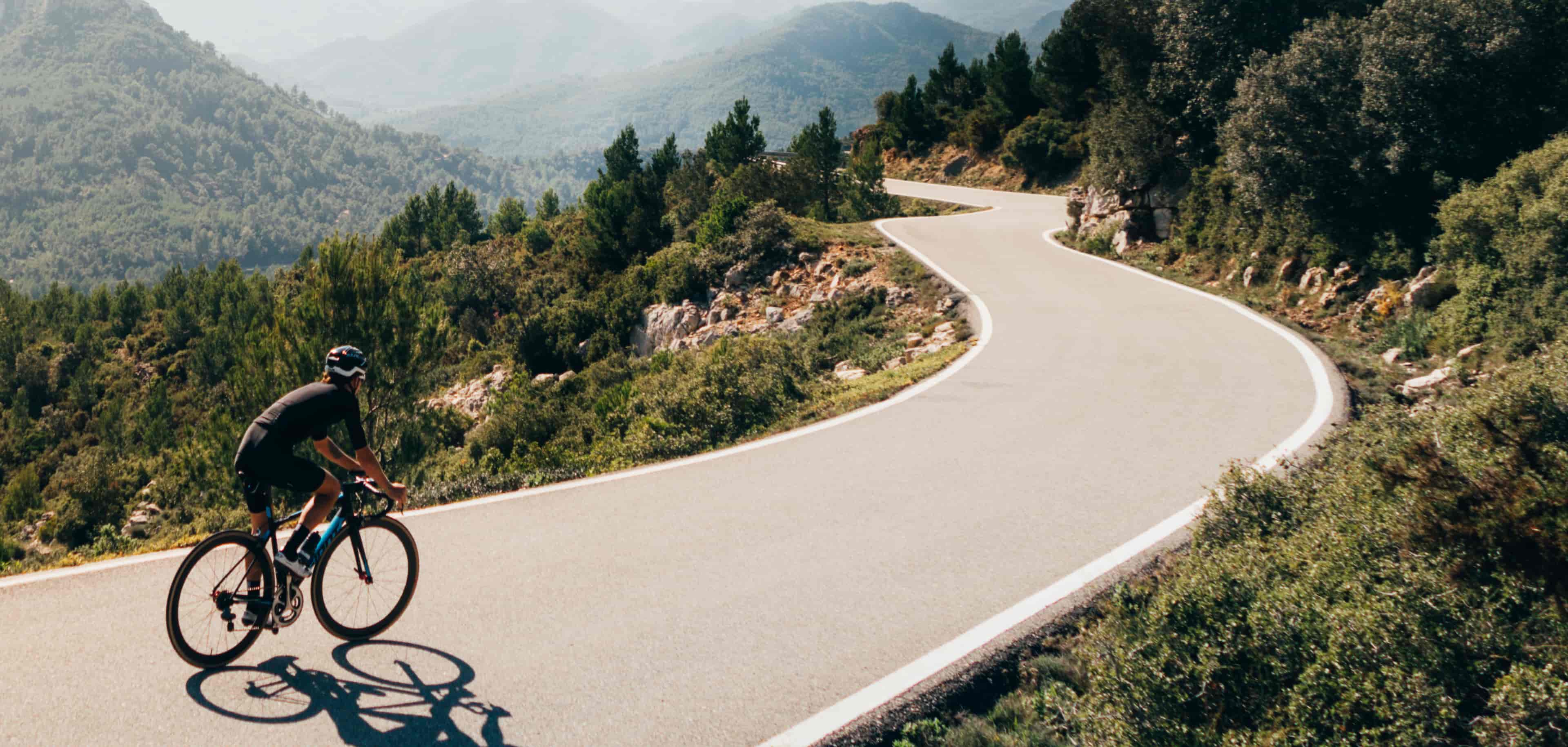 Cyclist on a mountain road