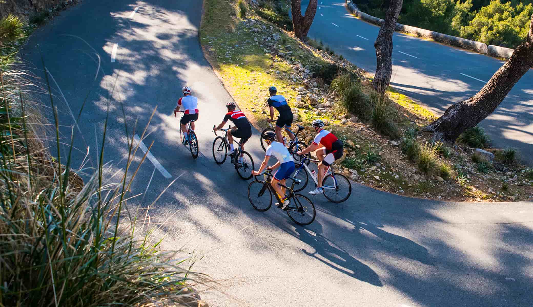 Road bikers in a curve