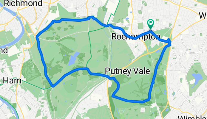 Putney Heath-Wimbledon Common-Richmond Park loop Longer Version.